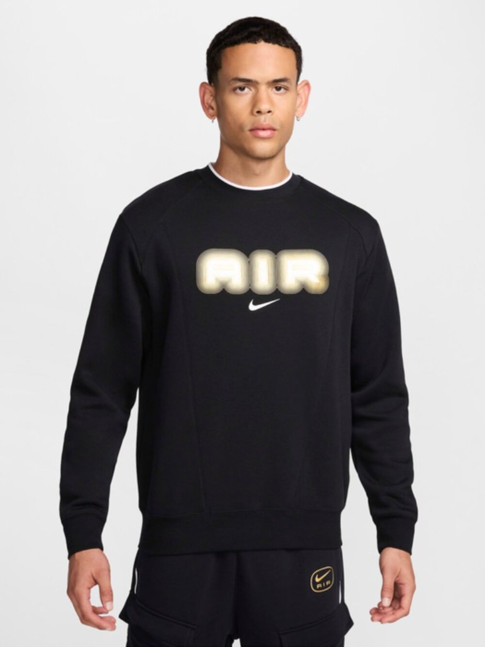 *NWT Nike Air Men's Fleece Crew-Neck Sweatshirt - Black